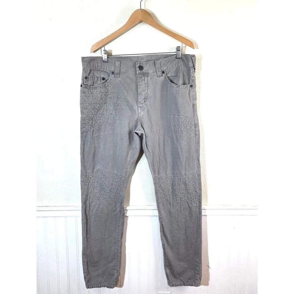 True Religion Mens Gray Jeans Pants Size 36 Embroidered Casual Streetwear
